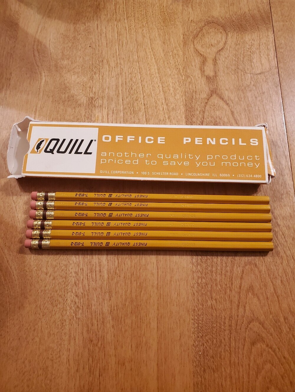 Quill T-812-2 1/2 Yellow Wood Pencil Lot 6 Pencils With Original Box
